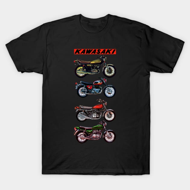 Vintage Classic Japanese Motorcycles T-Shirt by MotorManiac